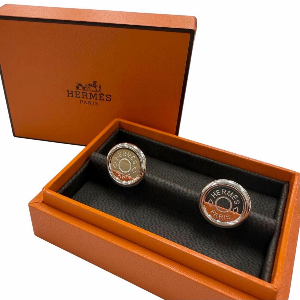 HERMES AG925 Sellier motif Clou de Selle cufflinks, silver, made in France, t... - Picture 2 of 7